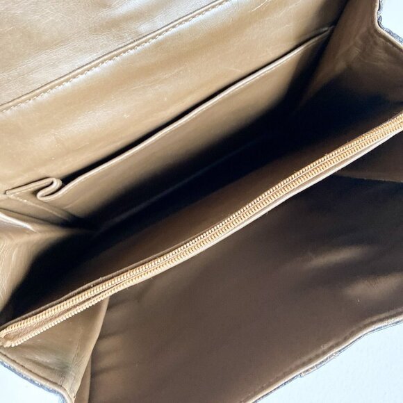 Vintage 50s 60s Faux Croc Skin Brown Square Handbag - Picture 8 of 8